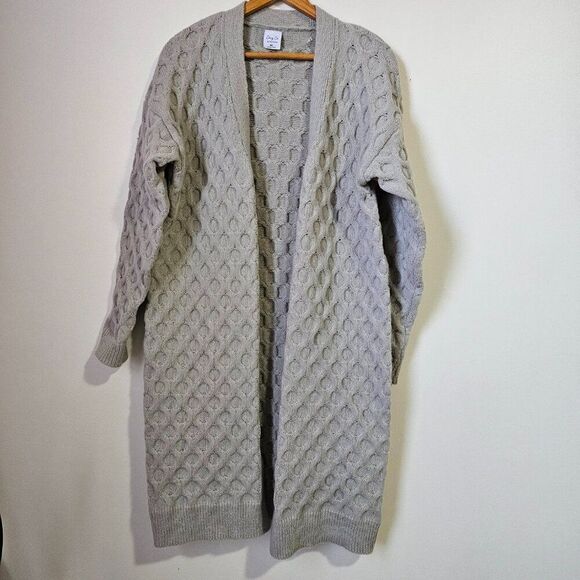 WORN ONCE COZY CO. BY COZY CASUAL HONEYCOMB PATTERN SUPER COZY LONG SWEATER M/L - Picture 2 of 14